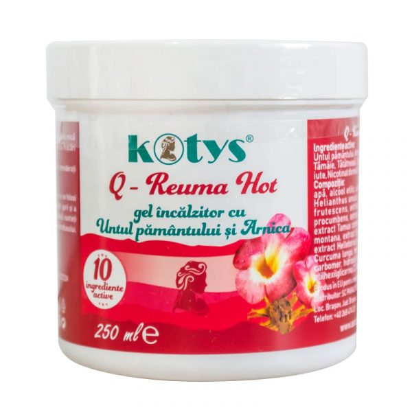 Q-Reuma Hot, gel incalzitor cu Untul pamantului si Arnica 250 ml Kotys
